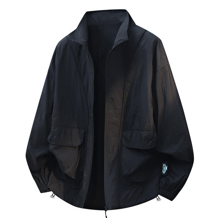 Unisex Oversize Light Windbreaker with Drawstring, Flap Pockets & Elastic Cuffs Mune Fashion