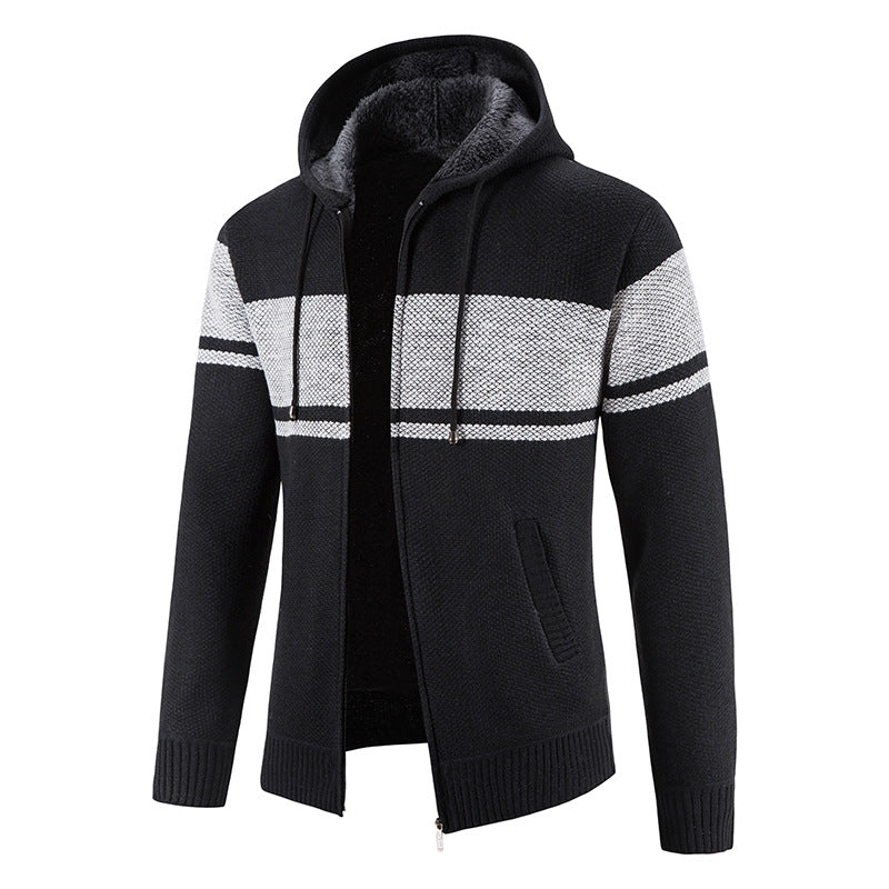 Men's padded knitted hoodie with teddy lining, full zipper and drawstring Mune Fashion