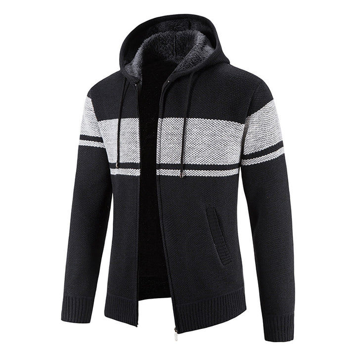 Men's padded knitted hoodie with teddy lining, full zipper and drawstring Mune Fashion