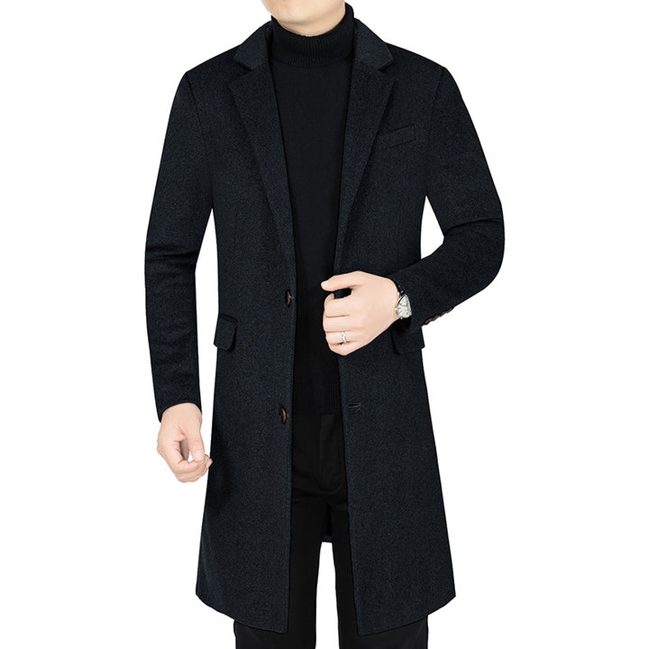 Men's Long Wool Blend Coat with Full Faux Fur Lining and Slim Silhouette Mune Fashion