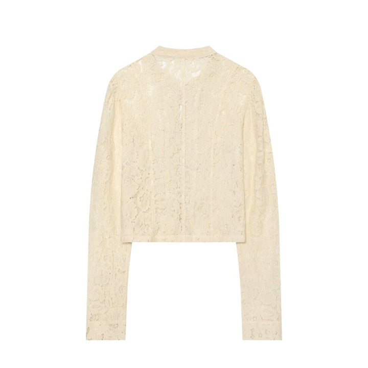 Women's lace jacket with Mandarin collar and decorative frog closures Mune Fashion