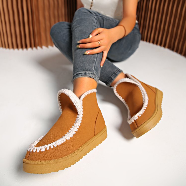 Women Insulated Moccasin Ankle Boots with Teddy Lining and Non-Slip Rubber Sole Mune Fashion