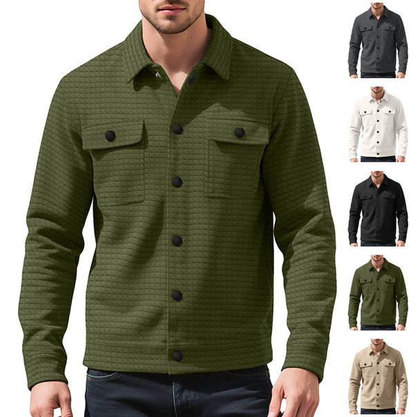 Men's shirt jacket with square quilted structure, snap front and chest flaps Mune Fashion