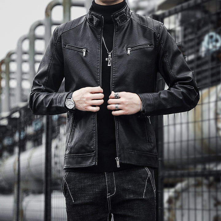 Men Stylish Faux Leather Jacket Mune Fashion
