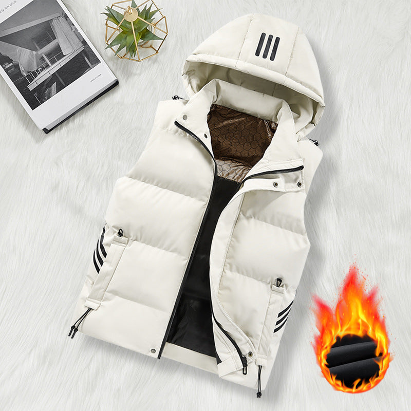 Men's thermal quilted vest with removable hood, quilted insulation and reflective stripes Mune Fashion