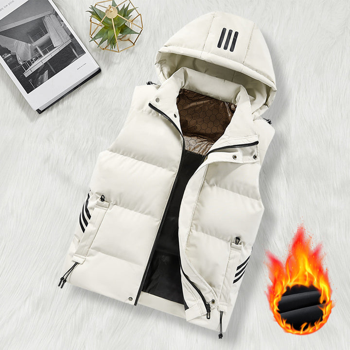 Men's thermal quilted vest with removable hood, quilted insulation and reflective stripes Mune Fashion