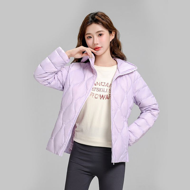 Women's Lightweight Quilted Hooded Jacket with Diamond Quilting and Thermal Insulation Mune Fashion