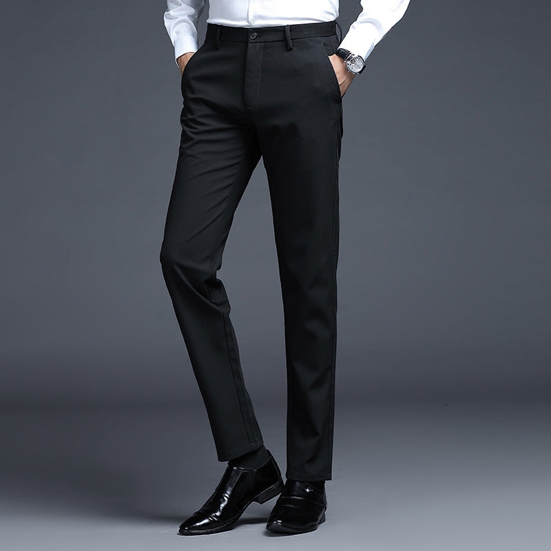 Men's Formal Slim-Fit Suit Trousers with Stretch Waistband and Crease Mune Fashion
