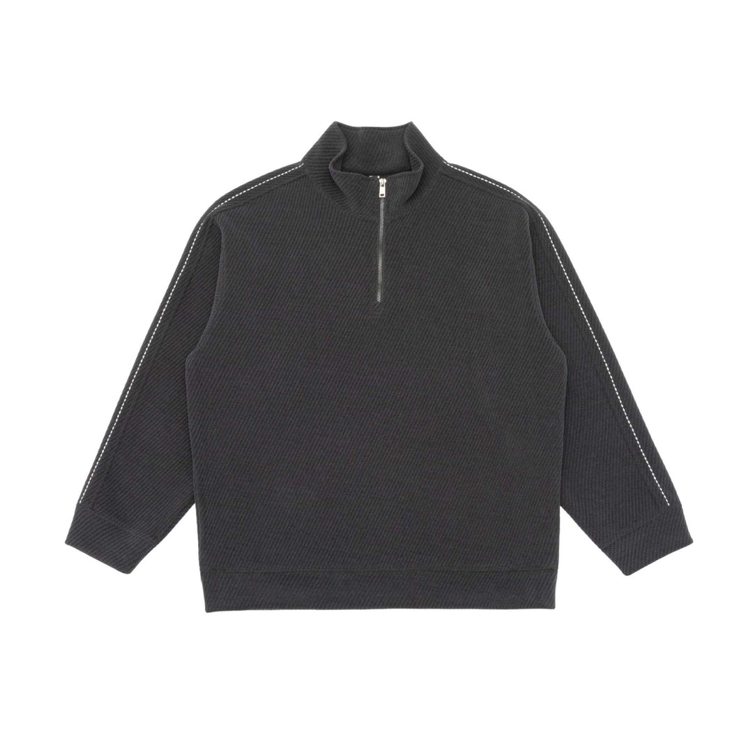 Unisex Half-zip pullover with stand-up collar and diagonal ribbed structure Mune Fashion