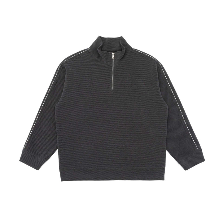 Unisex Half-zip pullover with stand-up collar and diagonal ribbed structure Mune Fashion