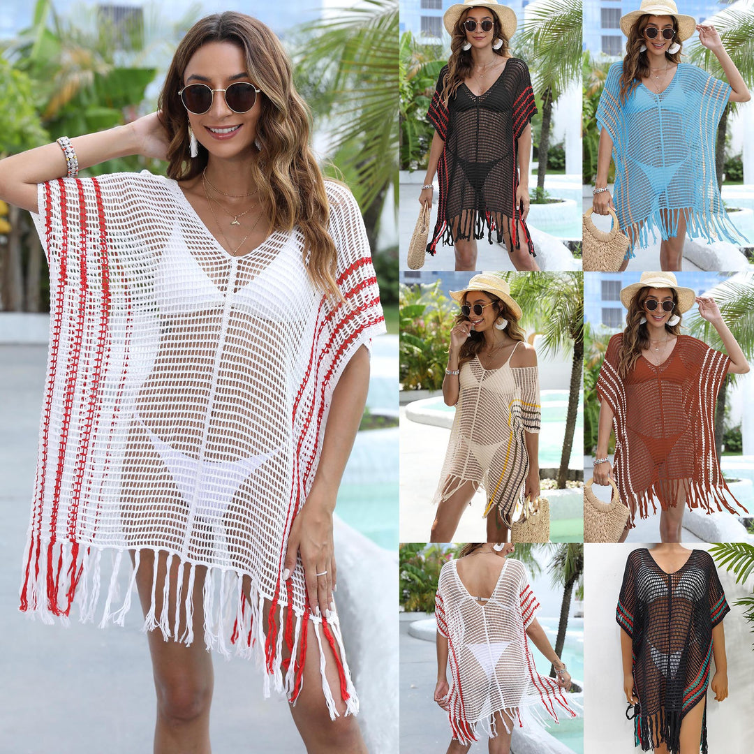Women's breezy beach sarong with fringed details Mune Fashion