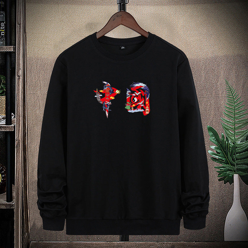 Men's Round Neck Sweatshirt with Detailed Graphic Print Mune Fashion