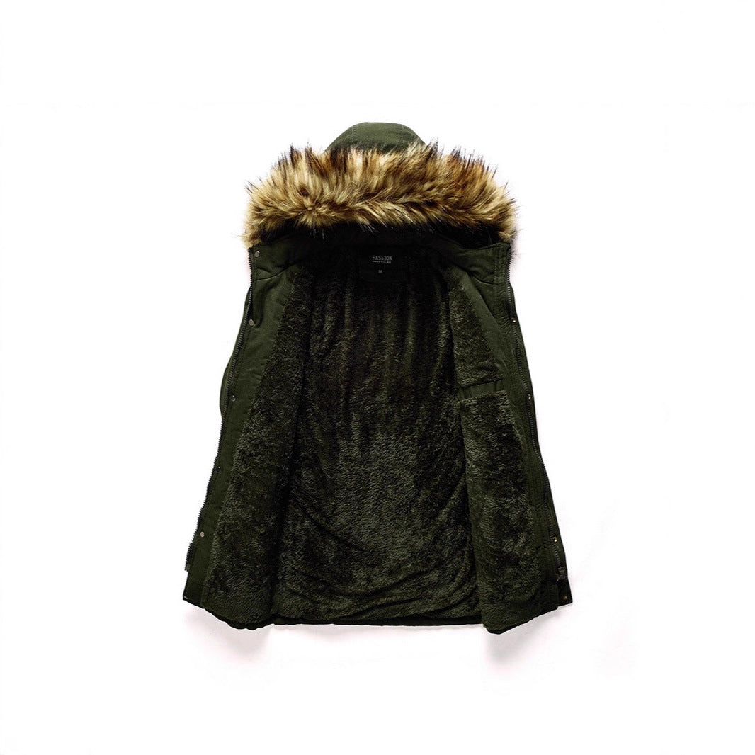 Men's winter parka with faux fur hood and teddy lining Mune Fashion