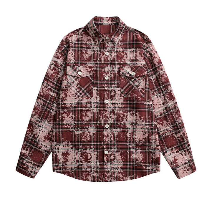 Women's Oversized Check Shirt Jacket with Vintage Effect and Breast Pockets Mune Fashion