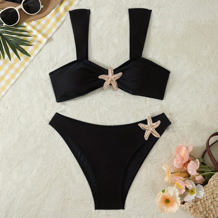 Women Elegant Bikini Set with Glamorous Star Applications Mune Fashion