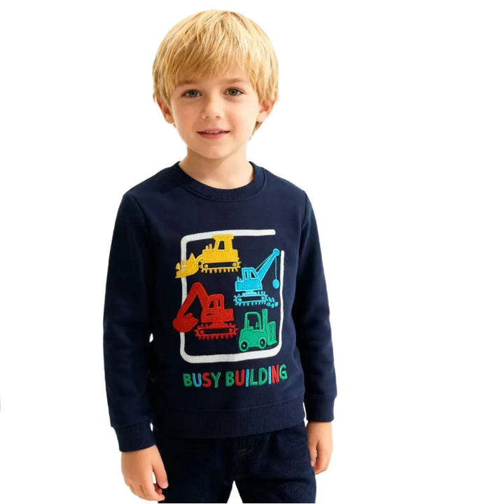 Boys sweatshirt with creative construction vehicle design Mune Fashion