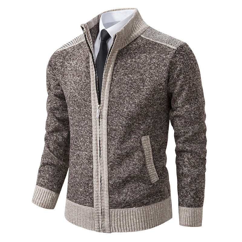 Men's structured knit cardigan with stand-up collar and full zip Mune Fashion