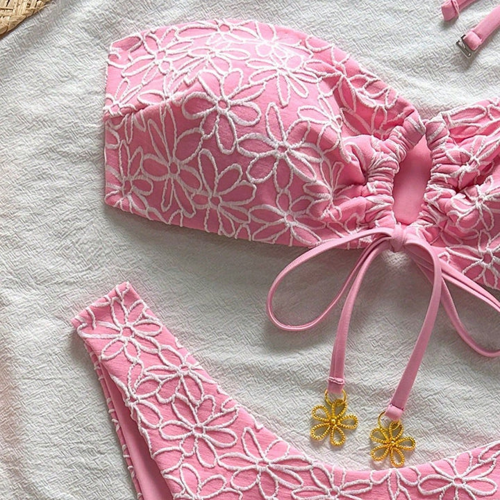 Women's bandeau bikini with floral appliqués Mune Fashion