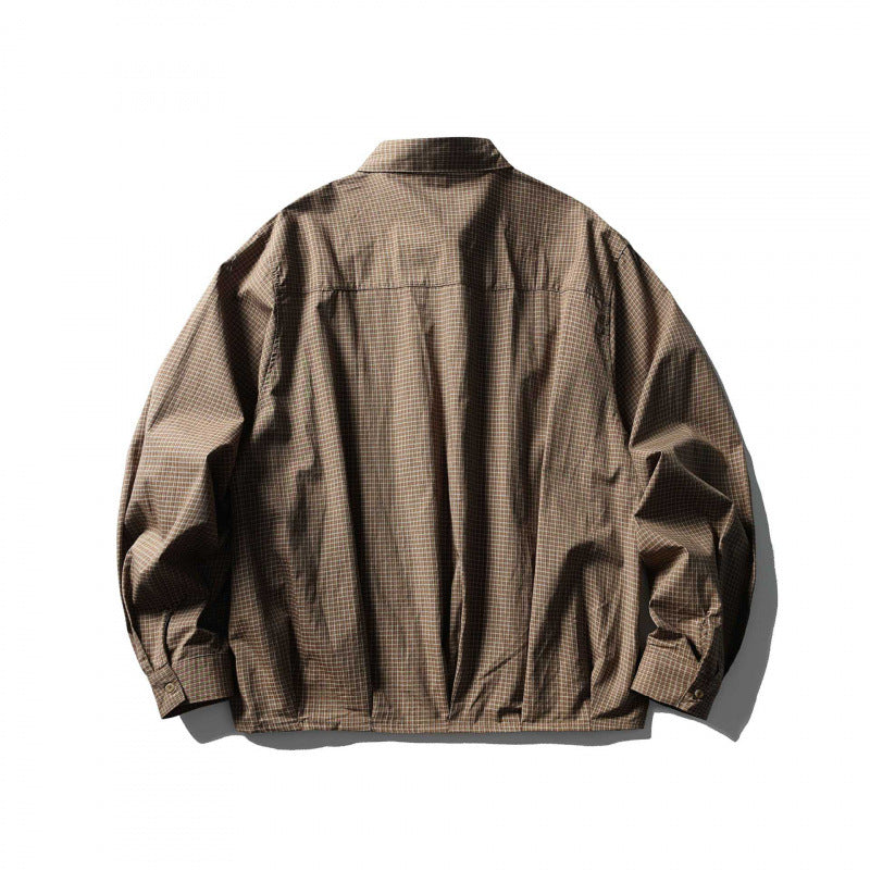 Men's short-cut boxy overshirt with check pattern, shirt collar and elastic hem Mune Fashion