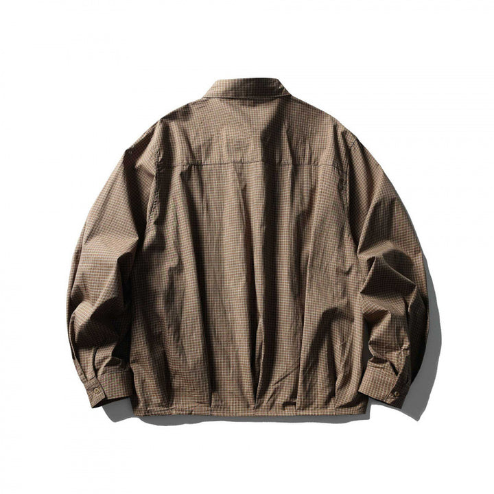 Men's short-cut boxy overshirt with check pattern, shirt collar and elastic hem Mune Fashion