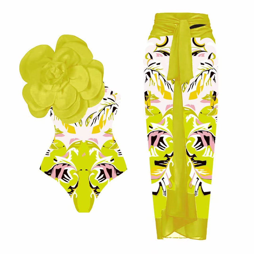Ladies One-Piece Swimsuit with Floral 3D Design Mune Fashion