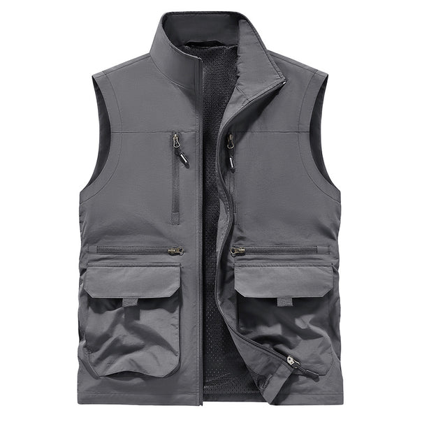 Men's nan multifunctional utility vest with zip pockets, applied flaps and breathable mesh lining Mune Fashion