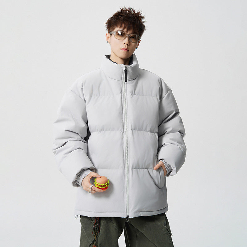 Men's Short Cut Oversized Quilted Jacket with High Collar Mune Fashion
