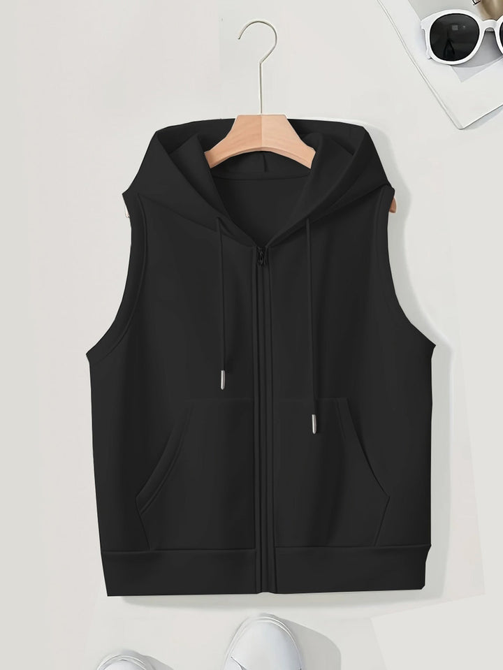 Ladies sporty hooded vest with zipper and practical pockets Mune Fashion
