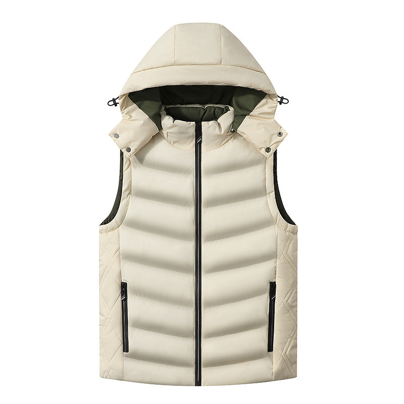 Men's quilted vest with removable hood, thermal lining, and water-repellent shell Mune Fashion
