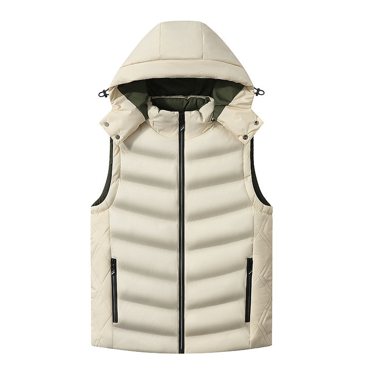 Men's quilted vest with removable hood, thermal lining, and water-repellent shell Mune Fashion