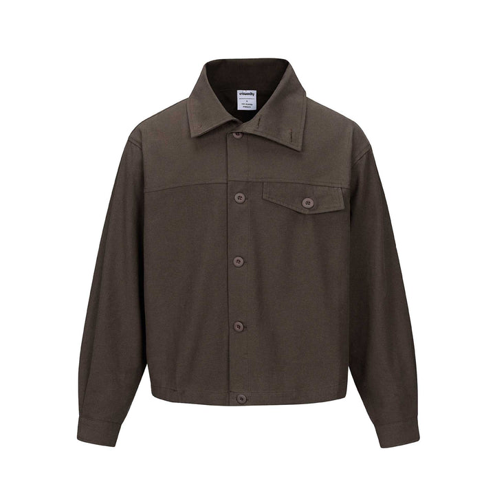 Unisex Short Cut Boxy Shirt Jacket with Continuous Button Placket and Flap Pocket Mune Fashion
