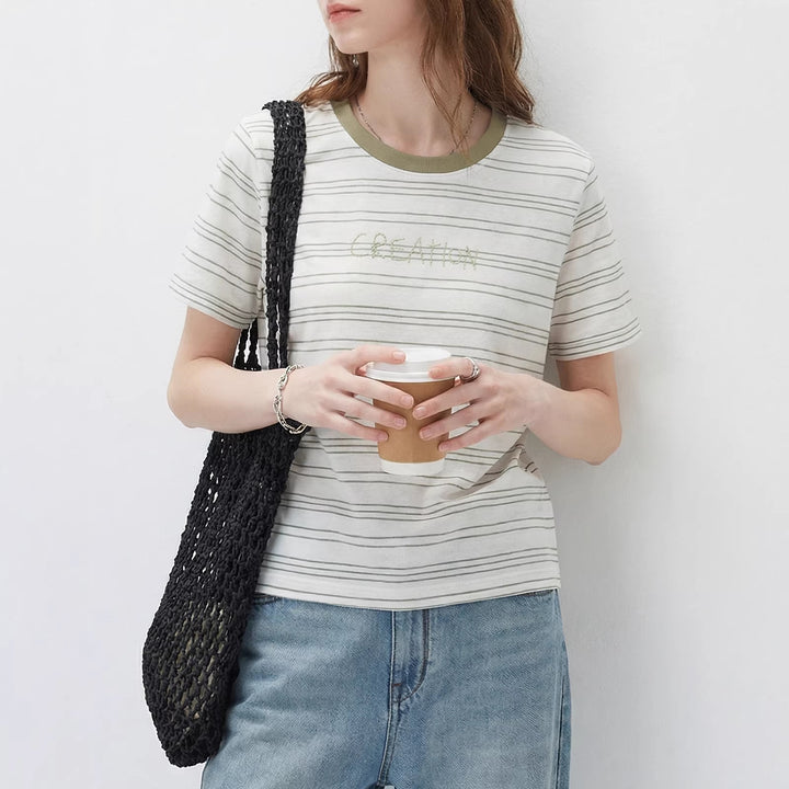 Damen Modernes Streifen-Shirt mit Rundhalsausschnitt Mune Fashion