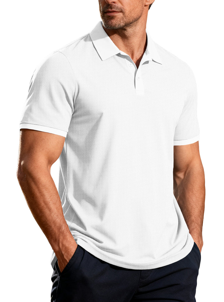 Men's structured pique short-sleeve polo shirt with shirt collar Mune Fashion