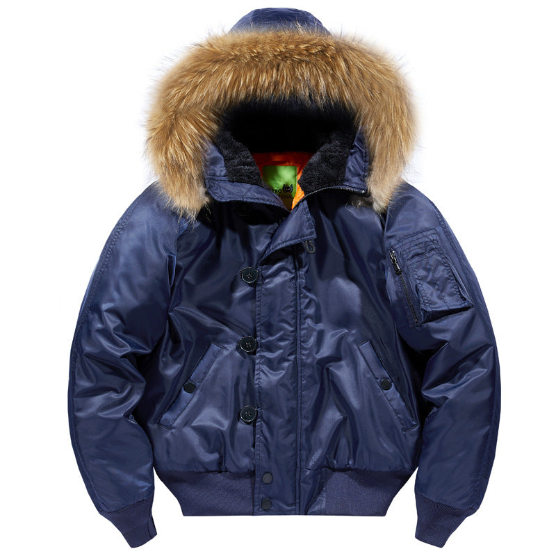 Men's insulated bomber jacket with removable faux fur hood and thermal lining Mune Fashion