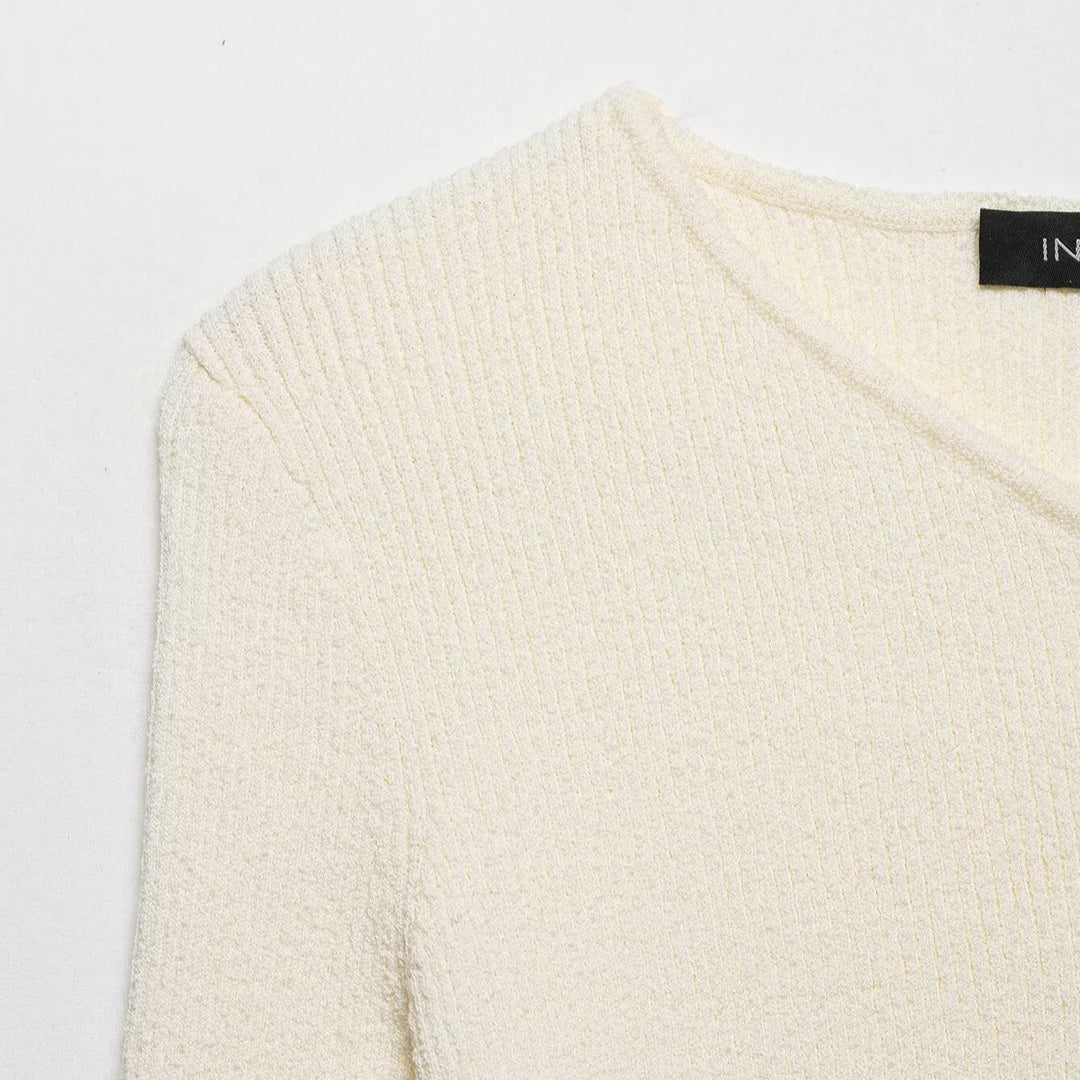 Women Asymmetrical Cardigan with Diagonal Button Closure Mune Fashion