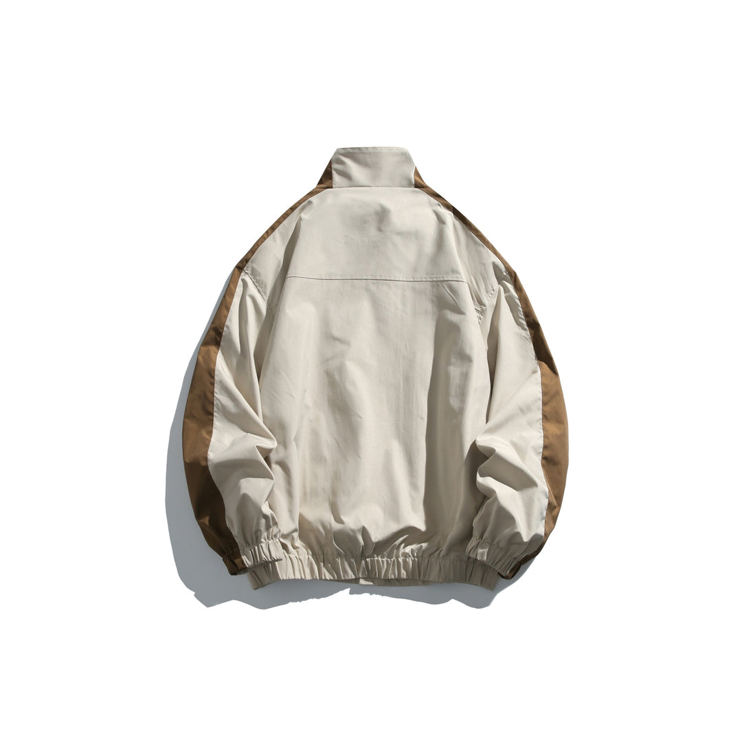 Unisex Sportive Track Jacket in Retro Windbreaker Design with Stand-Up Collar and Contrast Stripes Mune Fashion