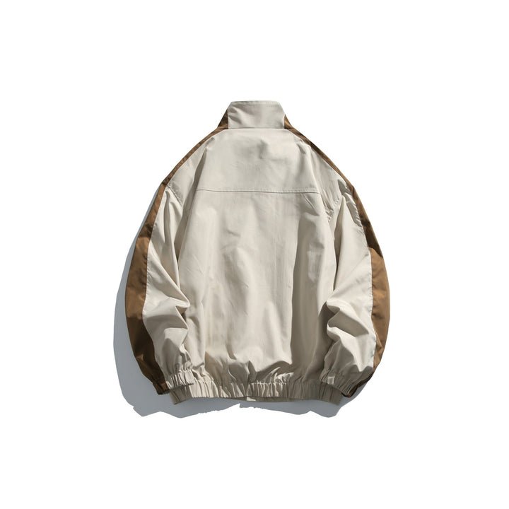 Unisex Sportive Track Jacket in Retro Windbreaker Design with Stand-Up Collar and Contrast Stripes Mune Fashion