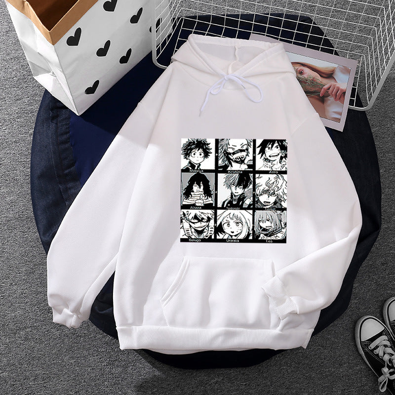 Unisex hoodie with square manga character collage, slightly oversized fit and kangaroo pocket Mune Fashion