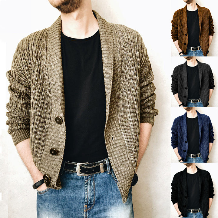 Men's knitted cardigan with shawl collar and button placket Mune Fashion