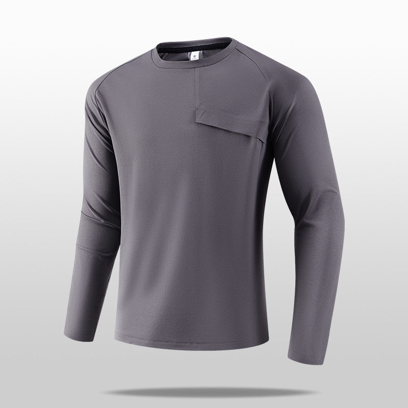 Men's Lightweight Long Sleeve T-Shirt with Practical Chest Pocket Mune Fashion