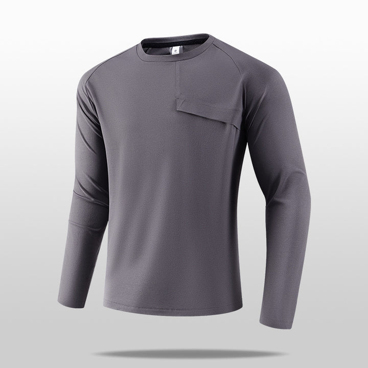 Men's Lightweight Long Sleeve T-Shirt with Practical Chest Pocket Mune Fashion