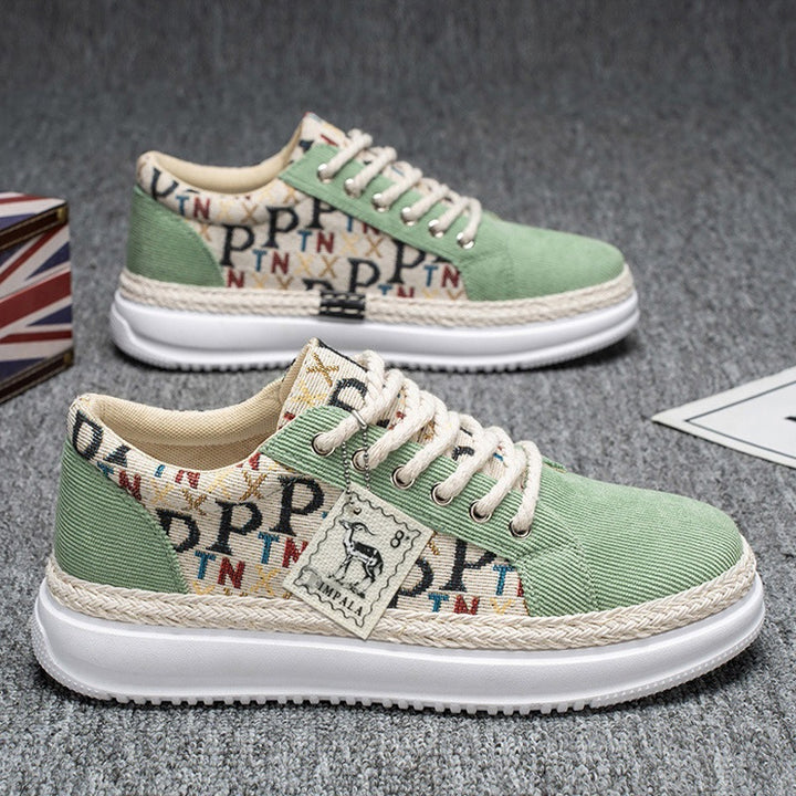 Women’s Platform Espadrille Sneaker with Woven Jute Detail and Monogram Canvas Mune Fashion