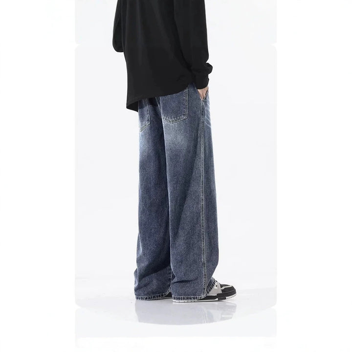 Men Comfortable and Casual Wide-Cut Jeans Mune Fashion