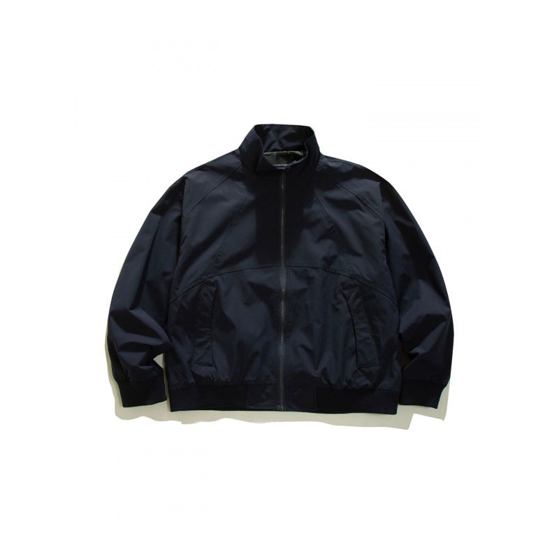 Men's Lightweight Boxy Training Jacket with Stand-Up Collar, Raglan Sleeves and Ribbed Hem Mune Fashion