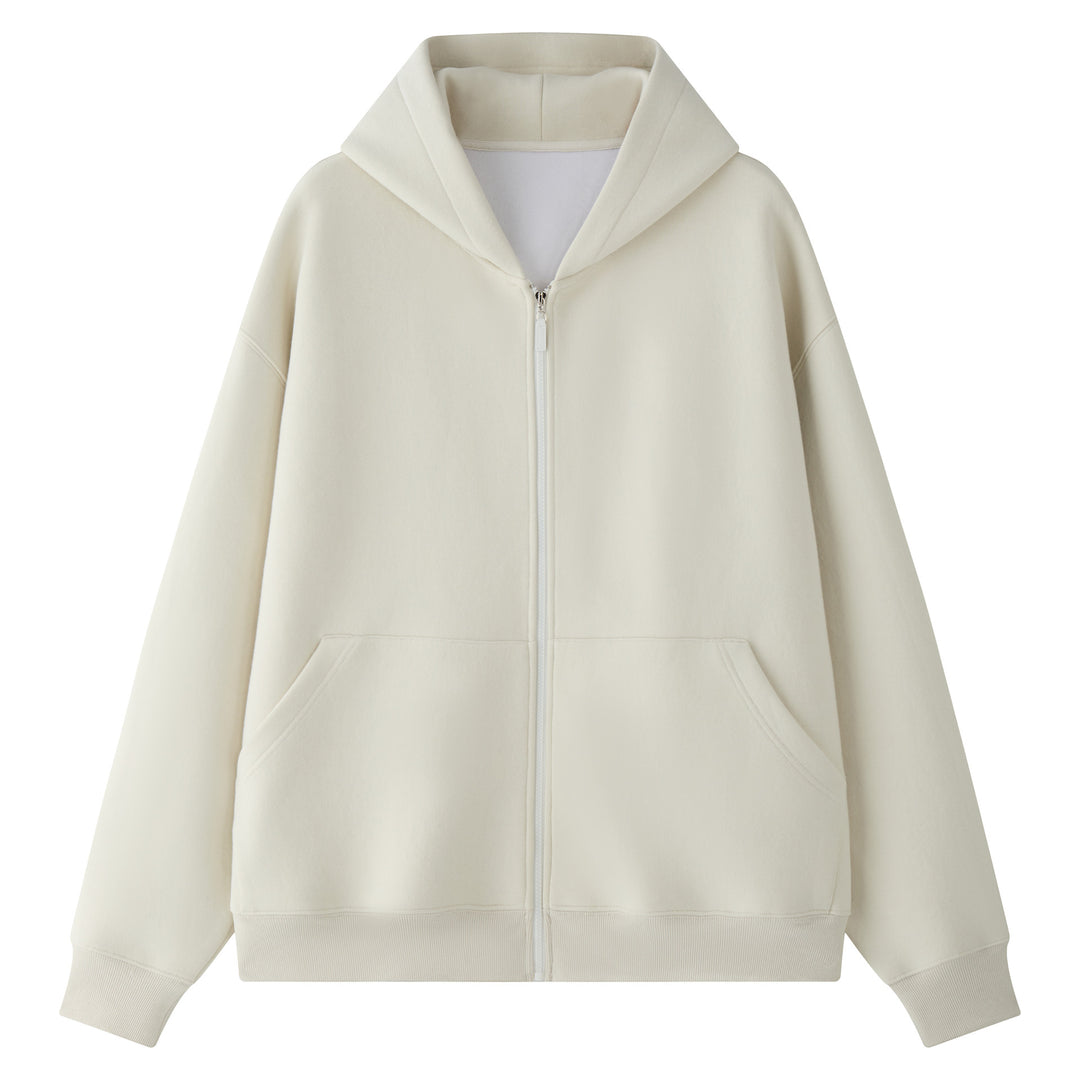 Women Oversize Bonded Fleece Hooded Jacket with Two-Way Zipper Mune Fashion