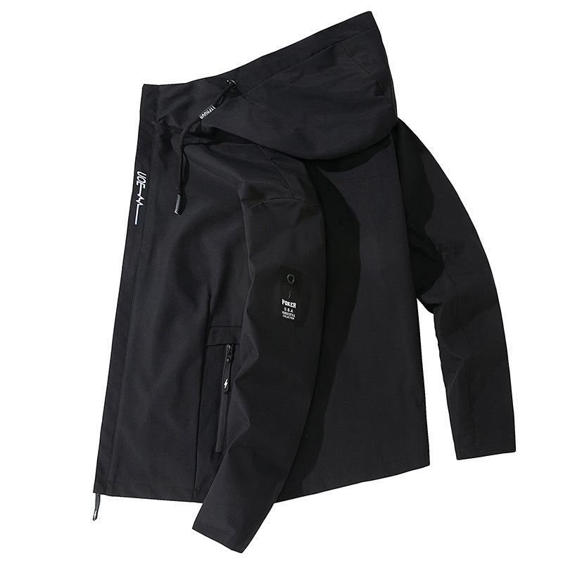Men's Lightweight Water-Repellent Tech Hoodie Jacket with Hood, Zipper Pockets and Adjustable Hem Mune Fashion