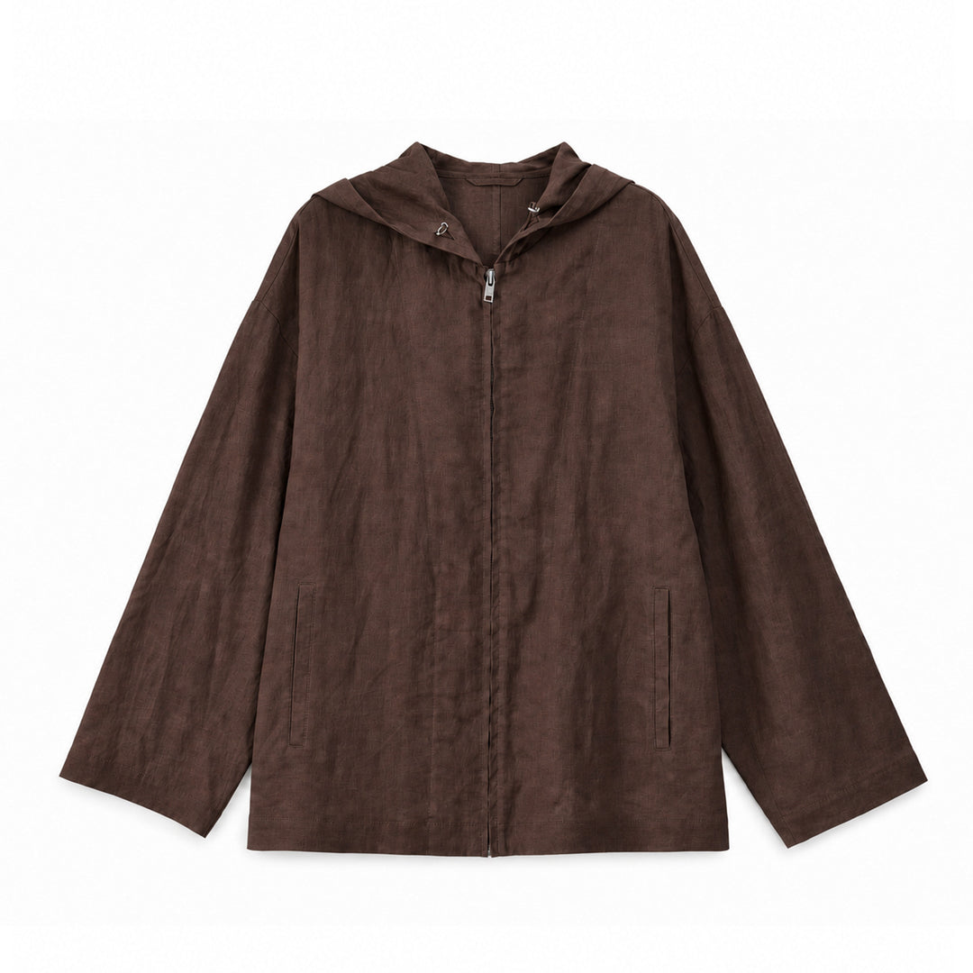 Damen Leichte Kapuzenjacke aus Leinen Mune Fashion