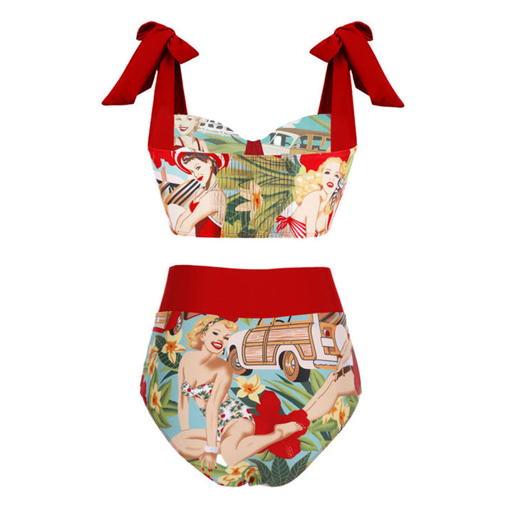 Women's bikini set with high-waisted shorts and playful wrap skirt Mune Fashion