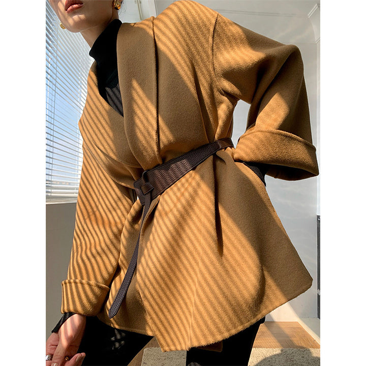 Ladies wrap jacket with waist belt Mune Fashion