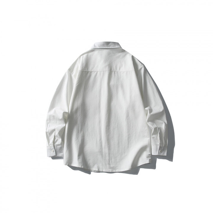 Men's Oversize Double-Breasted Cotton Shirt with Breast Pocket and Classic Shirt Collar Mune Fashion